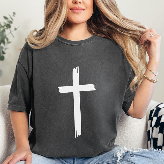 UNISEX JESUS AND CROSS TSHIRT RELIGION TEE GIFT