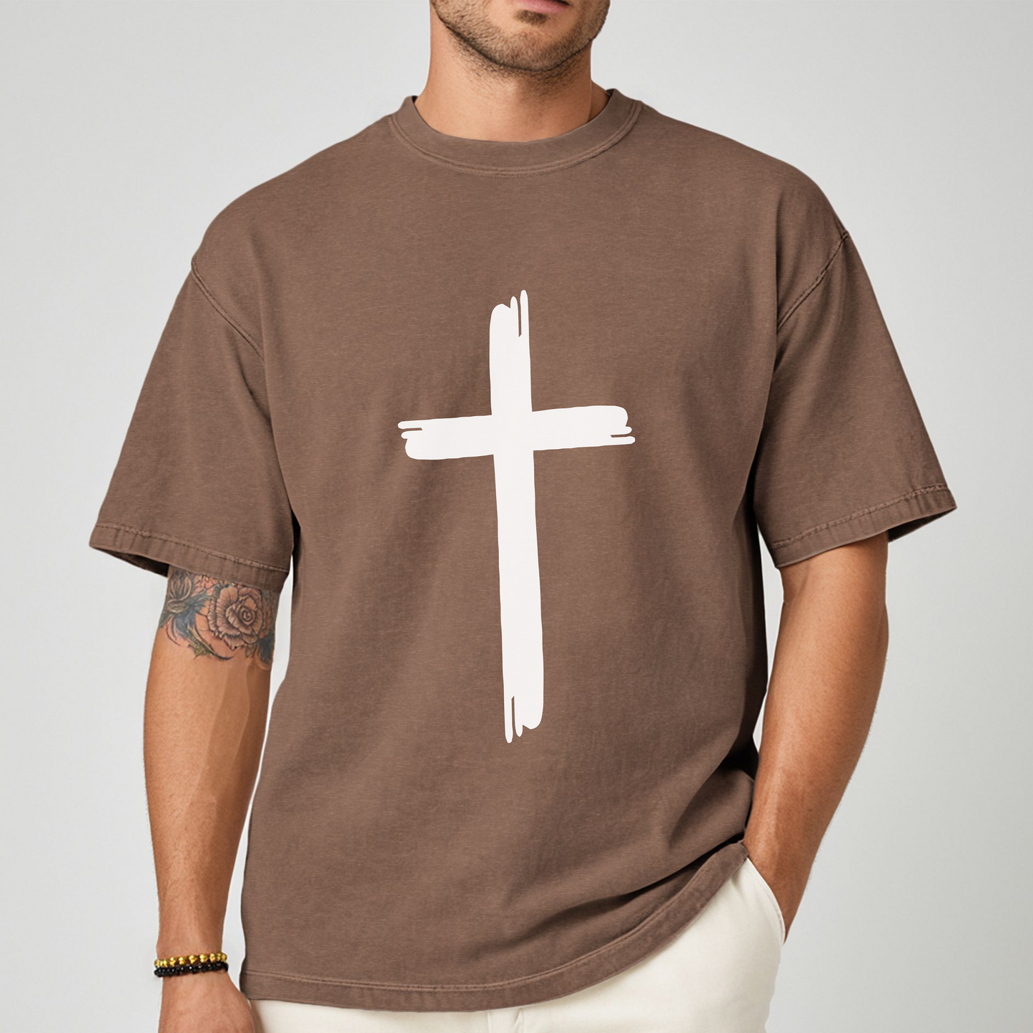 UNISEX JESUS AND CROSS TSHIRT RELIGION TEE GIFT