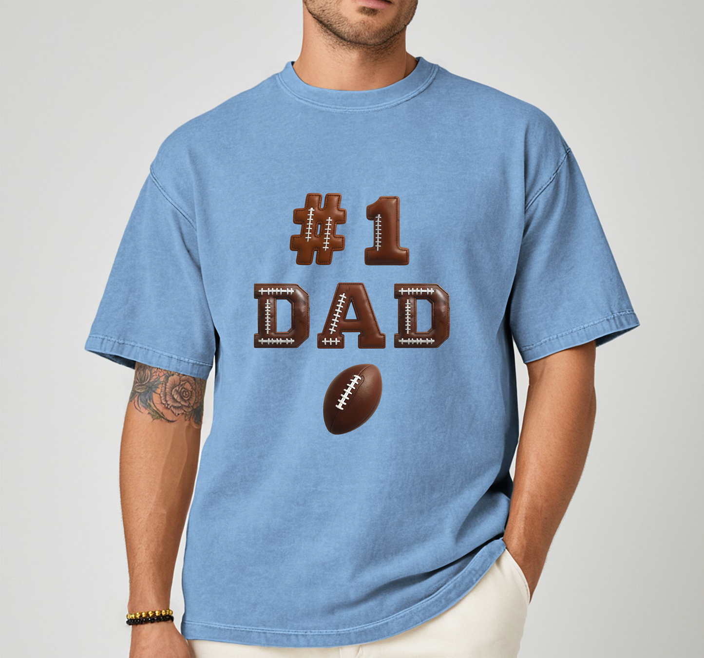 FOOTBALL DAD TSHIRT # 1 DAD TEE SPORT SHIRT GIFT