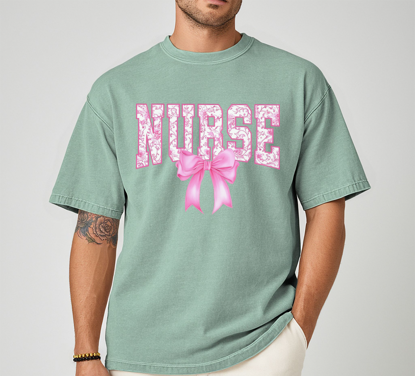 CUTE UNISEX NURSE TSHIRT PINK BOW NURSE TEE GIFT
