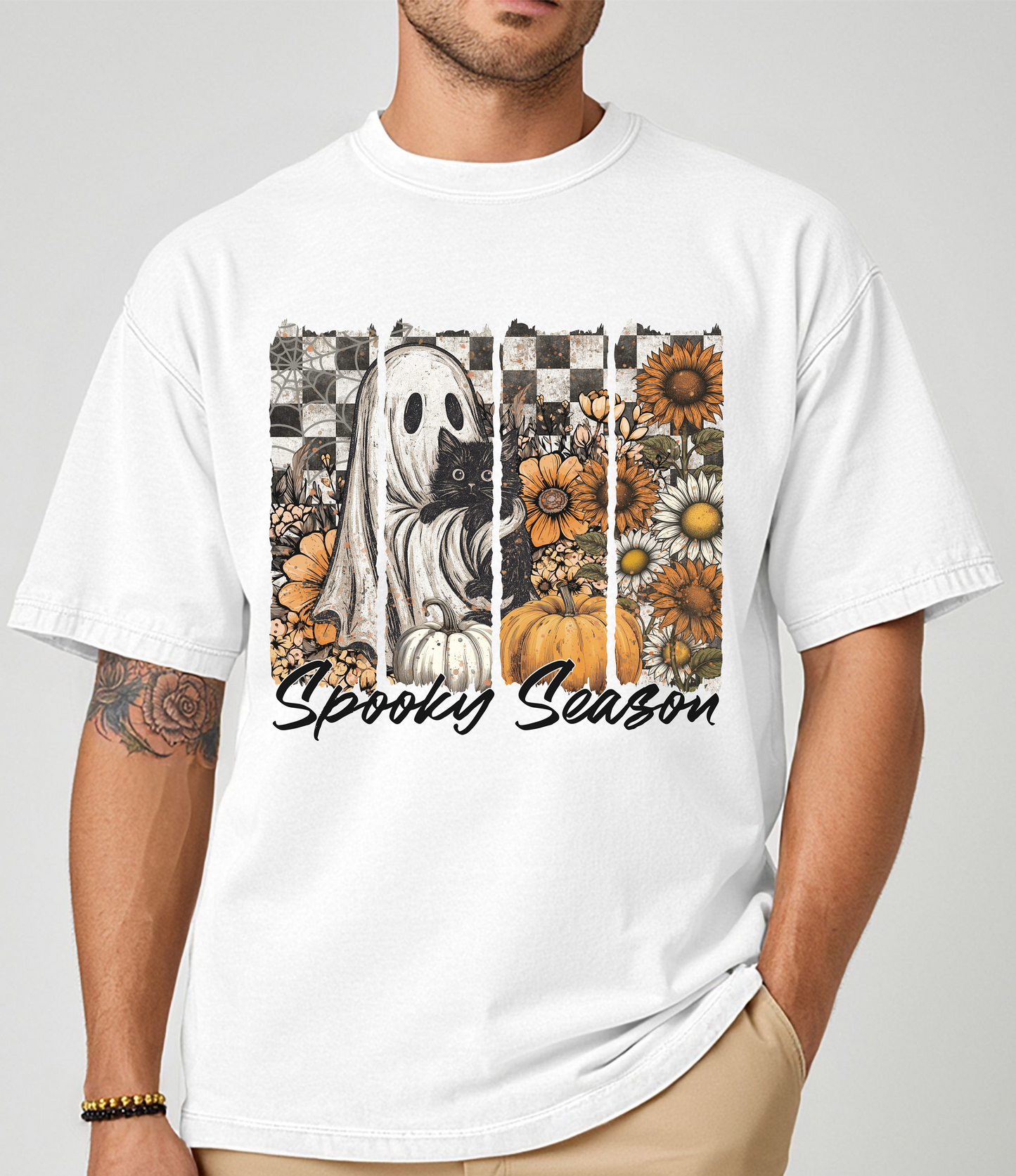 CUTE GHOST AND CAT UNISEX TEE FOR HALLOWEEN GIFT