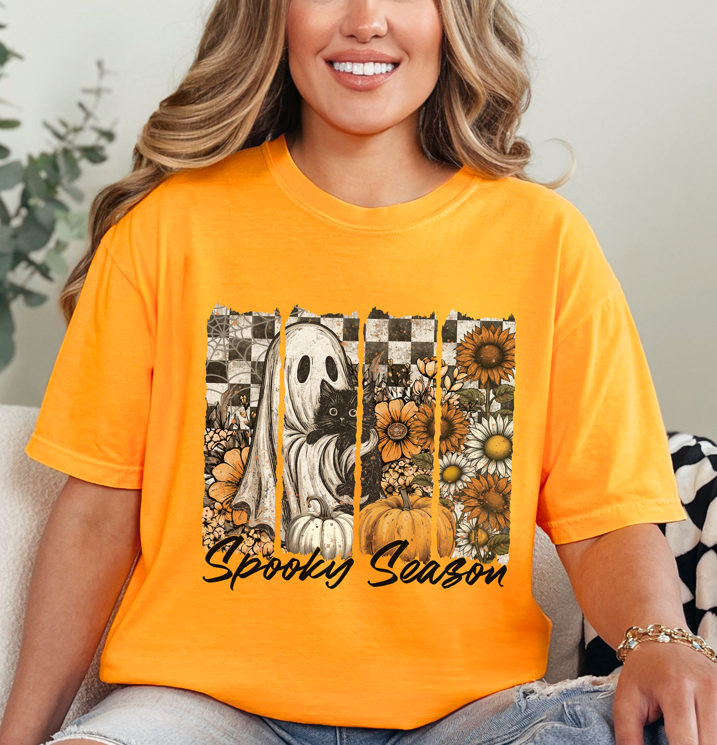 CUTE GHOST AND CAT UNISEX TEE FOR HALLOWEEN GIFT