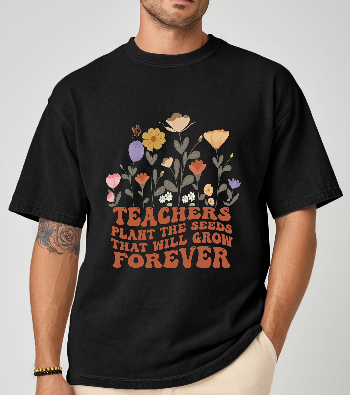 UNISEX FLORAL TEACHER TEE TSHIRT FOR TEACHERS GIFT