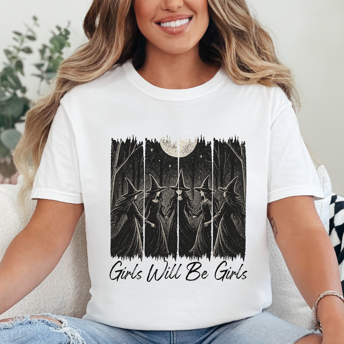GIRLS WILL BE GIRLS TSHIRT FOR HALLOWEEN WITCHES TEE GIFT