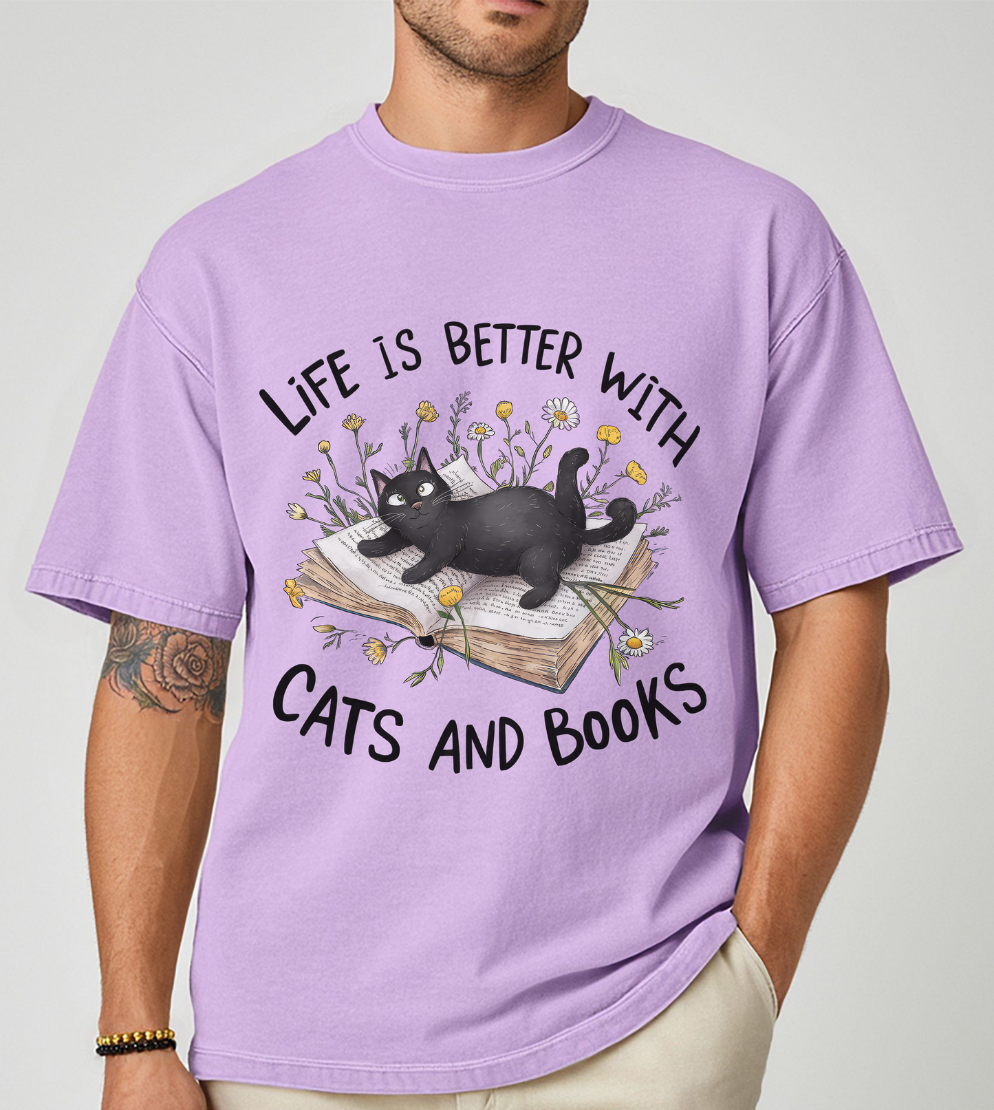 UNISEX CAT AND BOOK TSHIRT CUTE CAT TEE BOOKWORMS GIFT